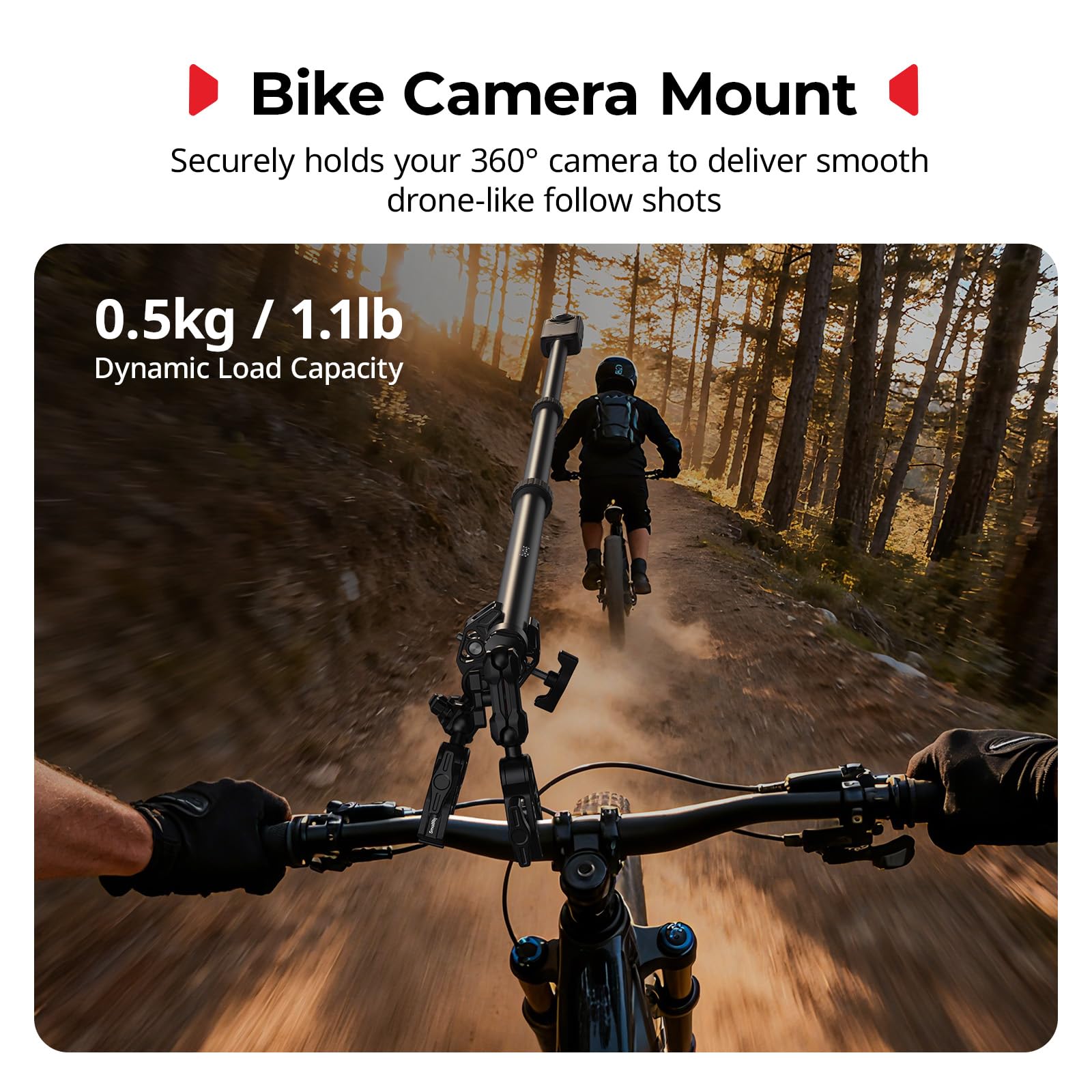 SMALLRIG Zestaw Montażowy Motocykla Do Insta360 X5/X4/X3/X2, Niewidoczny Kij Do Selfie Na Kierownicę Roweru Z Podwójnymi Głowami Kulowymi I Super Clamps, Adapter Do GoPro I Do DJI OSMO 360-5459