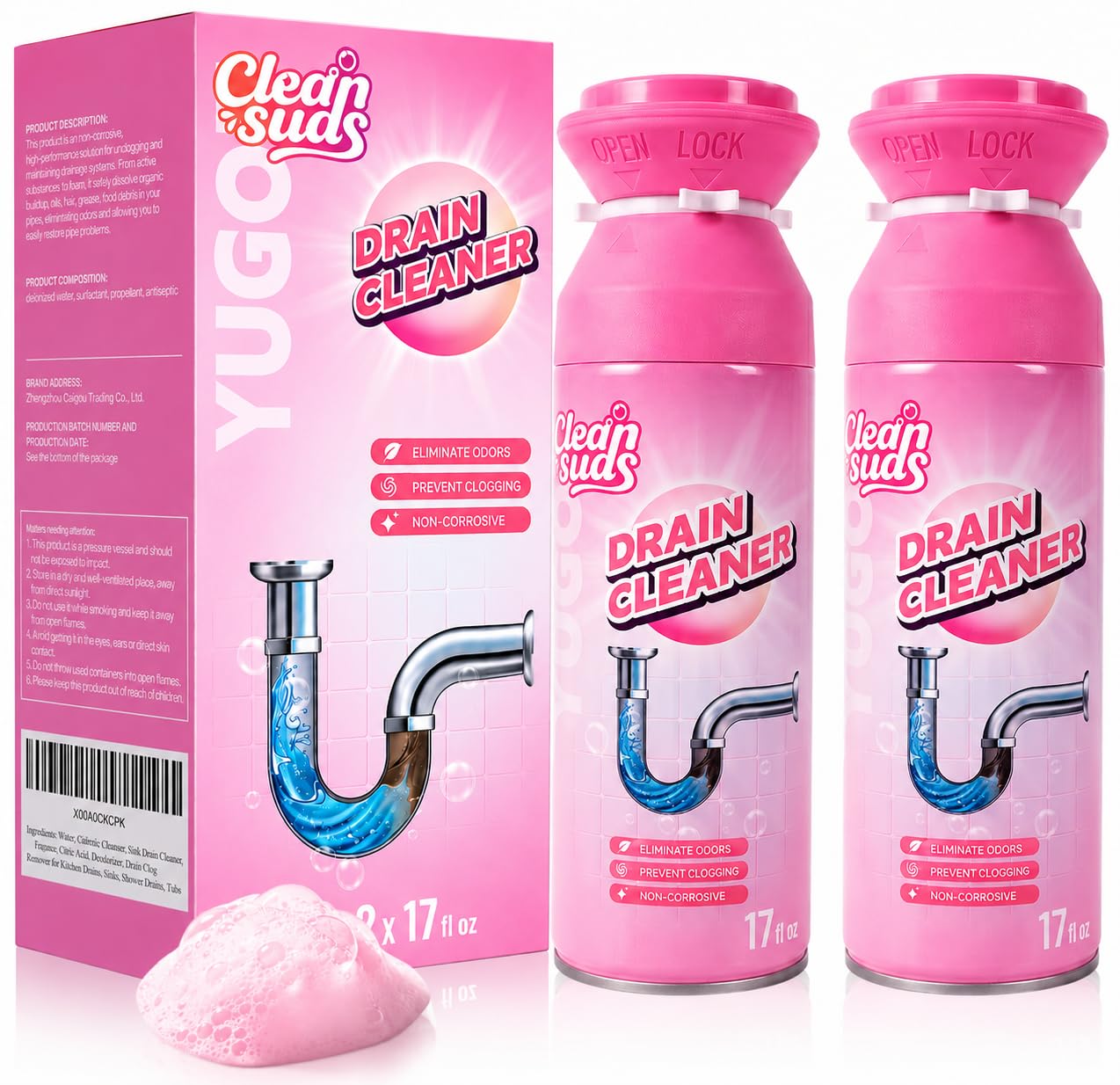 Yugou Foaming Sink Drain Cleaner & Deodorizer