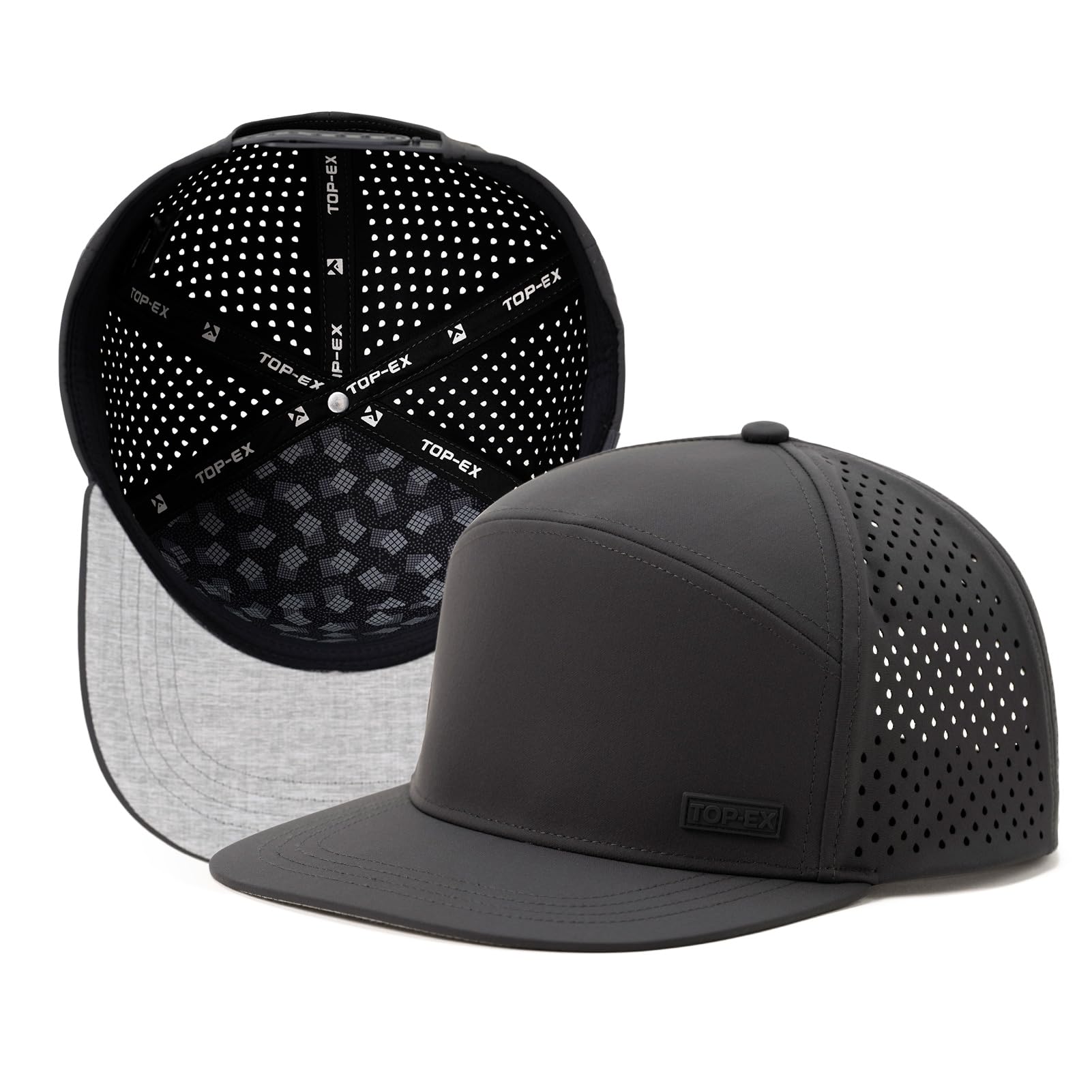 UVCoolix™ Cooling Sweatband Flat Bill Golf Baseball Cap,Breathable Sun Protection,Water-Resistant Snapback Performance Hat
