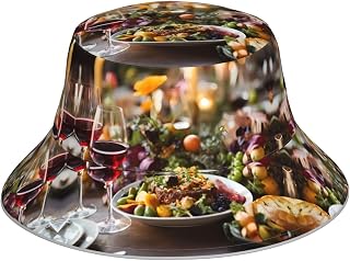 candlelit Dinner Pattern Outdoor Sun hat, Foldable Portable Sun hat, Mountaineering, Fishing, Cycling hat Black