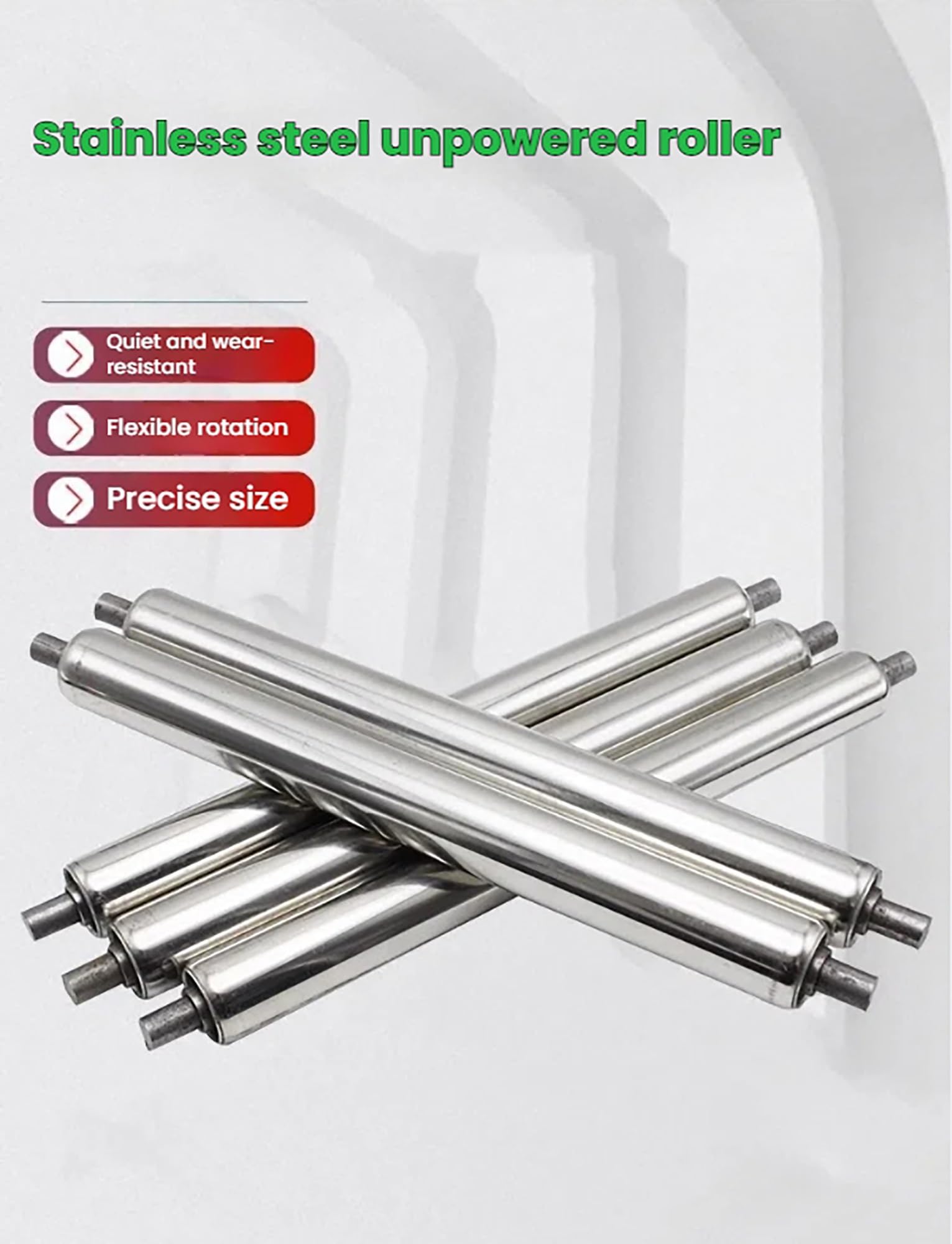 Set di rulli trasportatori industriali in acciaio inossidabile, 4 pezzi con montaggio a molla per una movimentazione efficiente delle merci, design durevole (2,5 x 95 x 99 cm/1 x 37,4 x 39)