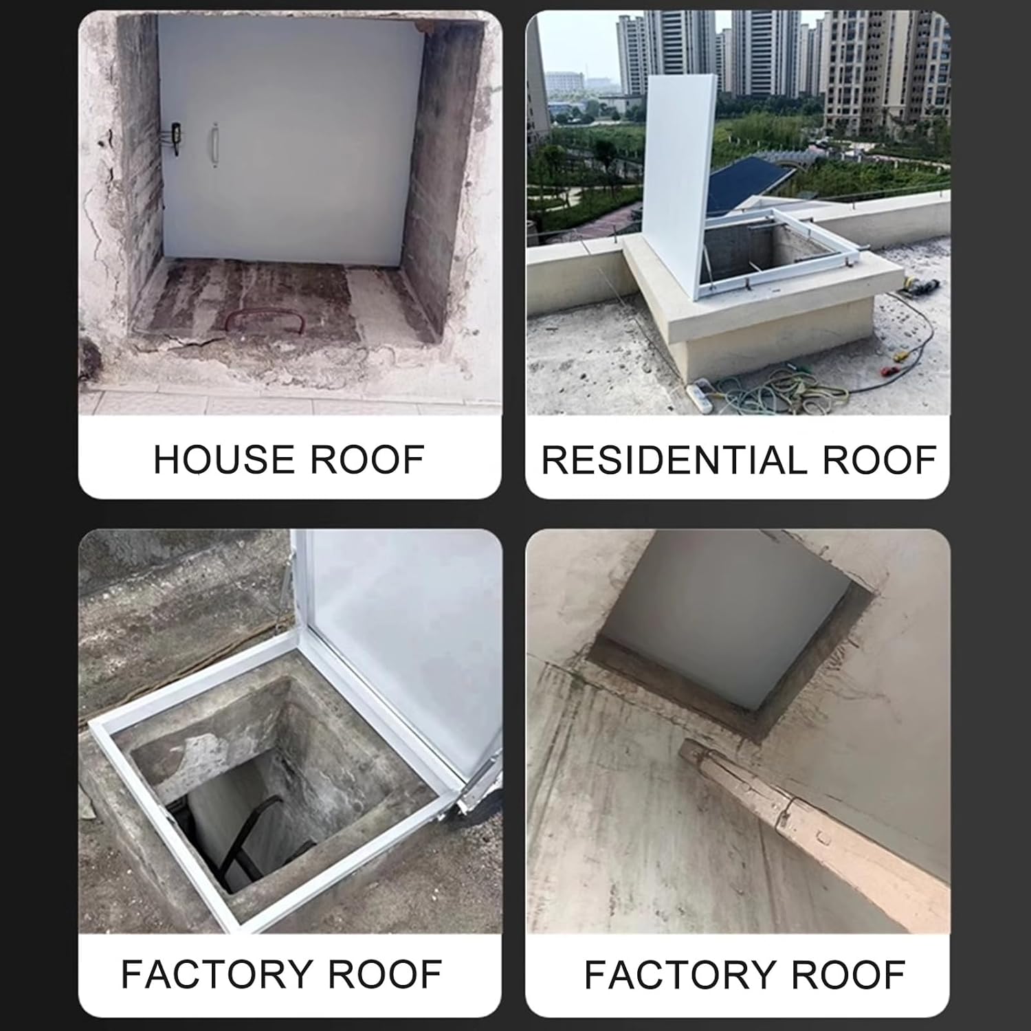 Metal Roof Access Hatch, Building Roof Access Hatch, Galvanized Powder Coated Steel Roof Hatch, for Residential Buildings, Commercial Buildings, Industrial Plants(65 * 65cm/25.6 * 25.6in)