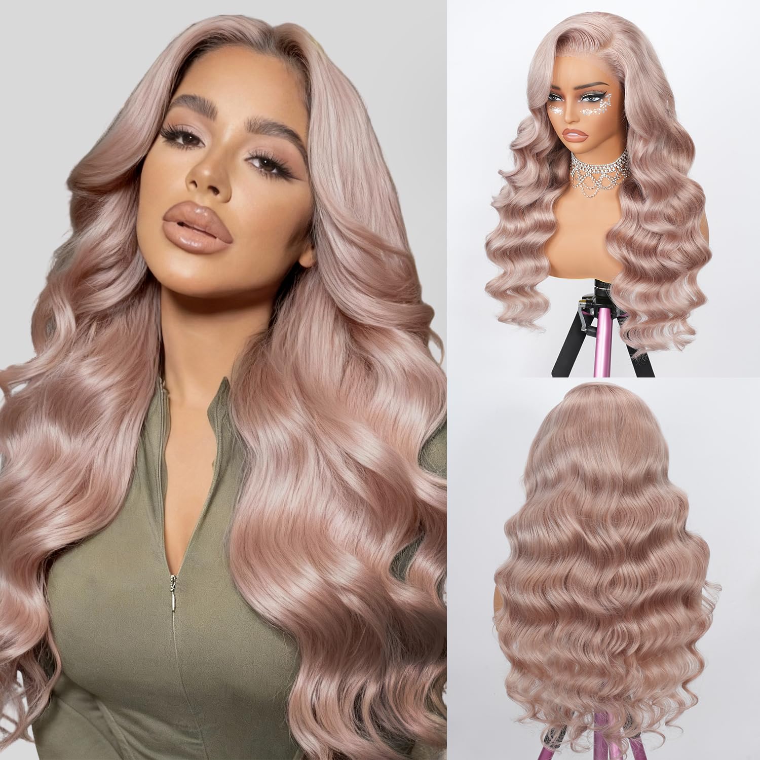 Photo 1 of Alepop Ash Blonde Wig Human Hair 13x6 Lace Front Wig Pre Plucked 250% Density Ash Blonde Body Wave 32 Inch HD Transparent Lace Frontal Wigs for Black Women Real Human Hair Wigs Triple Lifespan 3X.