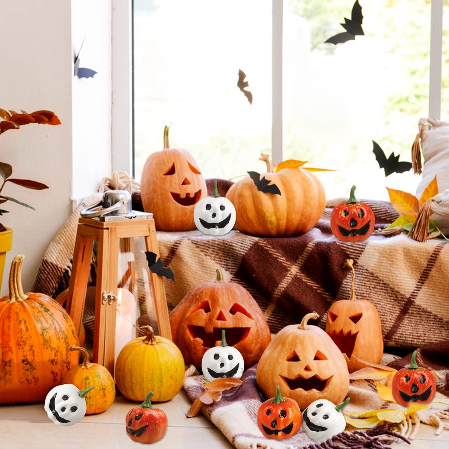 Quorvex Halloween Mini Kürbisse - 20 Stück Kunstharz Deko Für Party