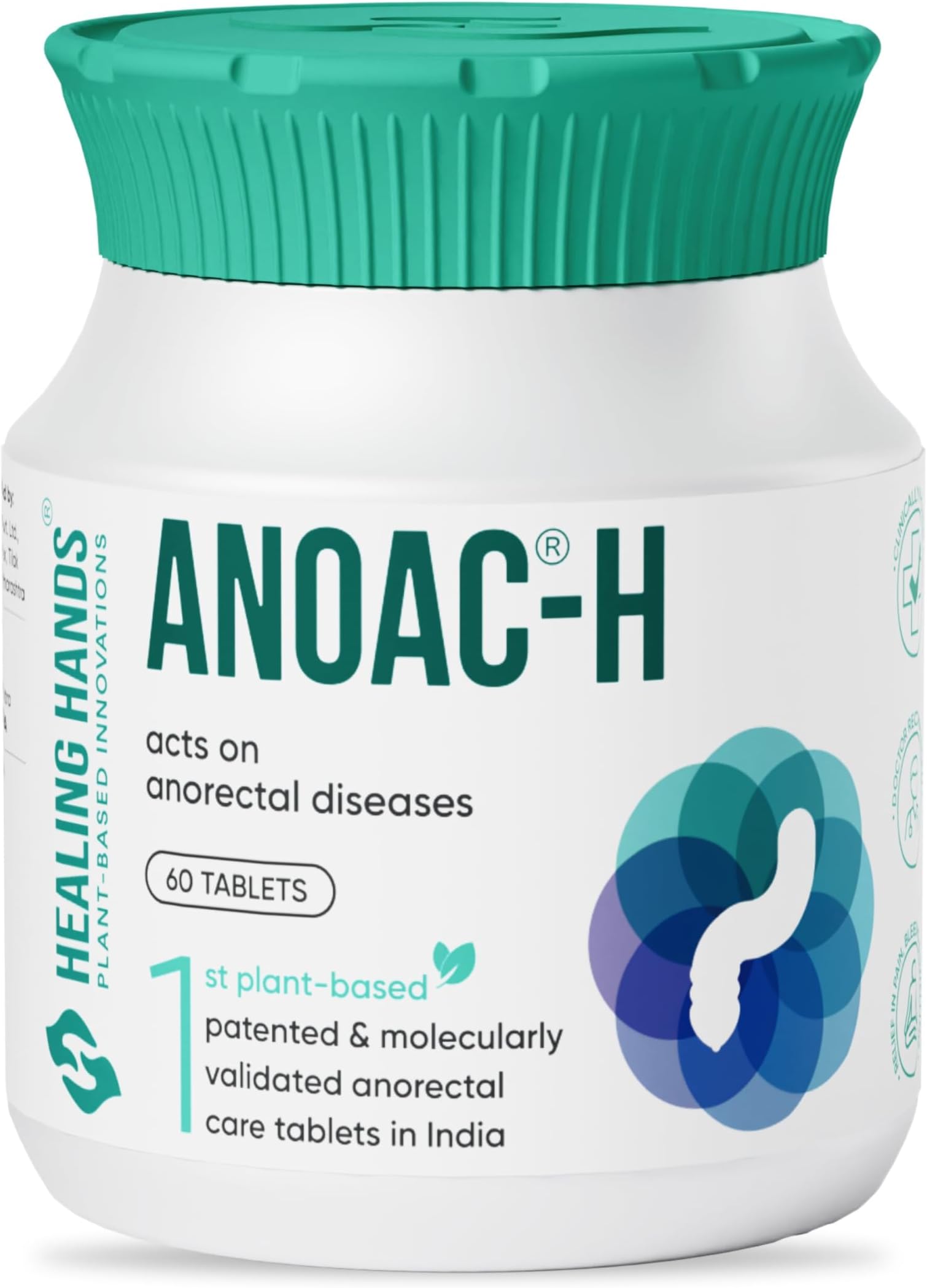 Healing Hands Anoac-H Advanced Piles and Fissure Treatment Tablets – 60 Days, Patented Plant Based Tablets to treat Severe Piles and Fissure, Clinically Proven, Herbal & Natural Piles Care