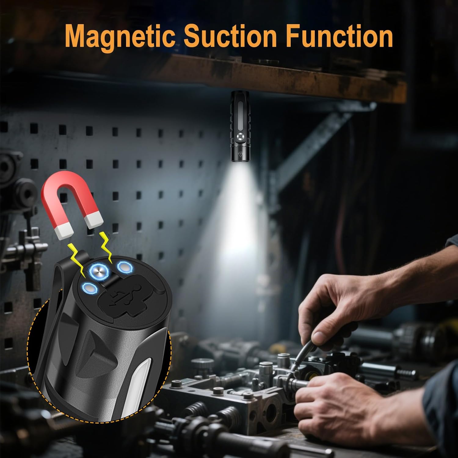 BORUIT RJ28 Mini Flashlight magnetic suction function