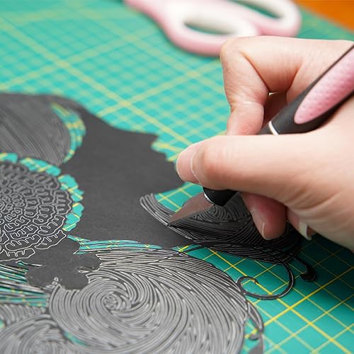 Miniatura 6 de MANUFORE Juego de 34 cuchillos Exacto grandes, color rosa, juego de cuchillos de precisión para manualidades, incluye 3 cuchillos de manualidades