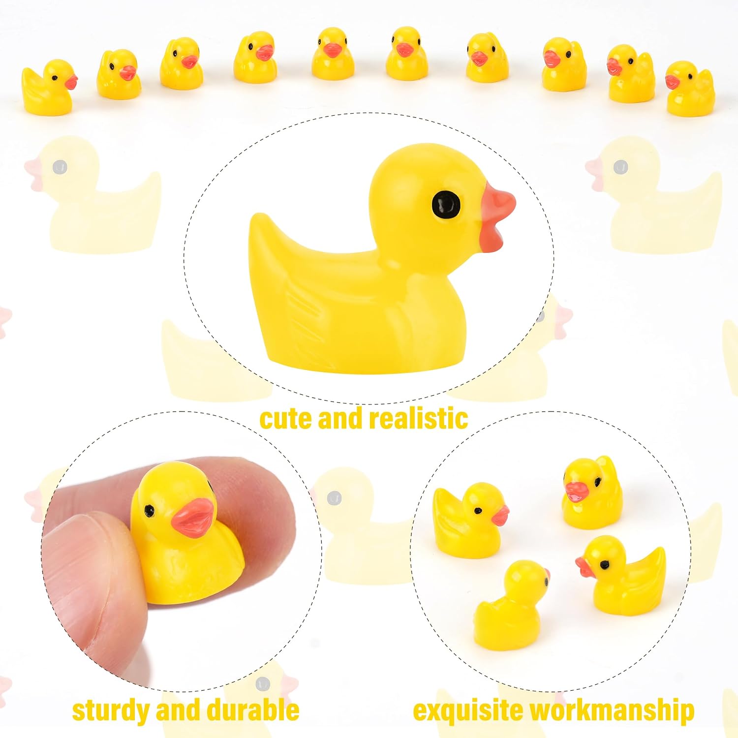 240-Pack Mini Resin Ducks - Tiny Yellow Duck Figurines For Garden, Aquarium, Dollhouse & Crafts