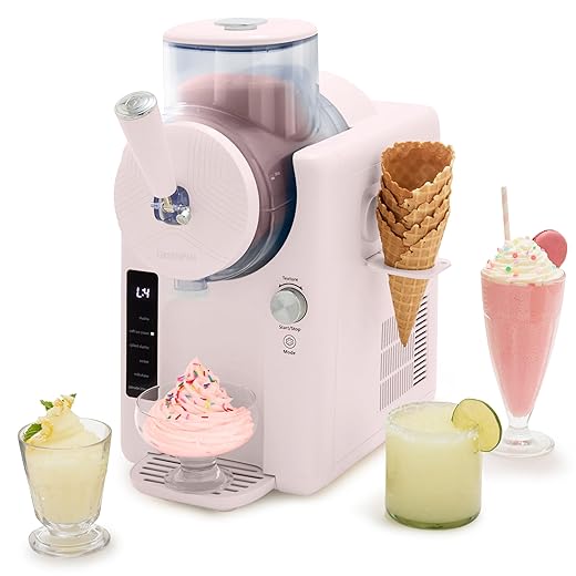 GreenPan Frost Ice Cream Maker & Slushie Machine, Soft Serve, Sorbet, Margaritas, Milkshakes, Frozen Yogurt, No Pre-Freezing, Ready in 15 Mins, 6 Modes, 7 Textures, Self-Cleaning, Family Size, Pink
