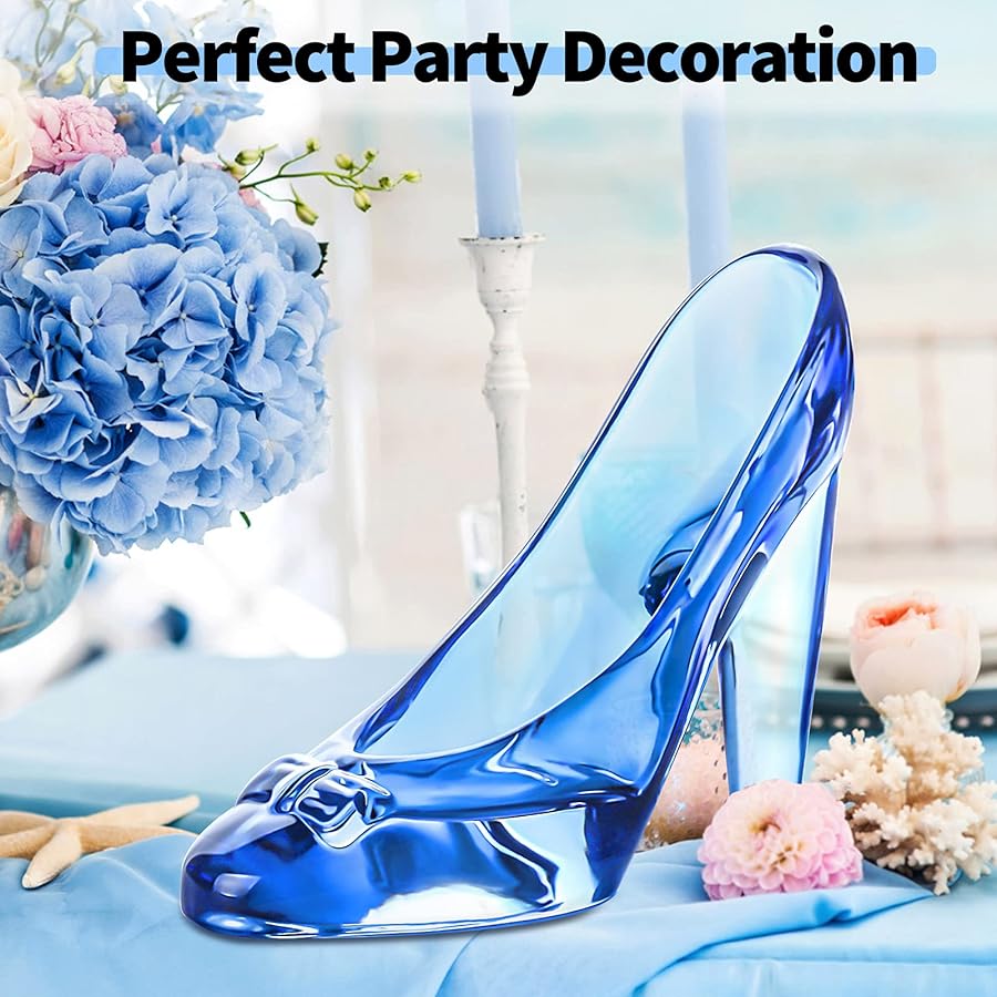 IMIKEYA Mini Chaussure En Cristal Décorative Bleue, Talon Haut Miniature En Plastique Transparent, Accessoire Bureau Garçon Et Filles, Décoration Table, Ornement Princesse