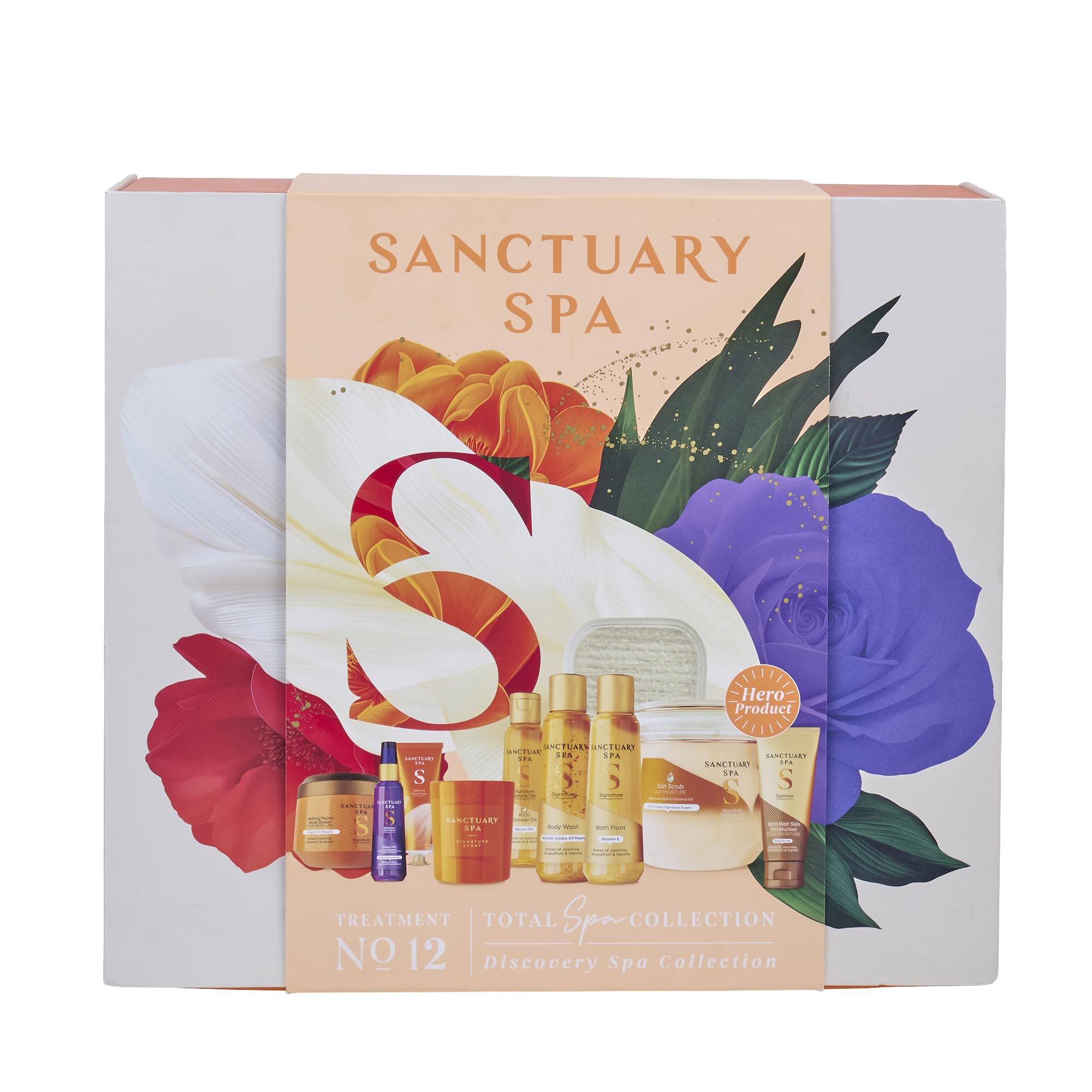 Sanctuary Spa Total Spa Collection - Set regalo da donna, 10 pezzi, set regalo per bagno e corpo, con nebbia per il sonno, bagnoschiuma, burro per il corpo, scrub, olio doccia, crema mani e candela