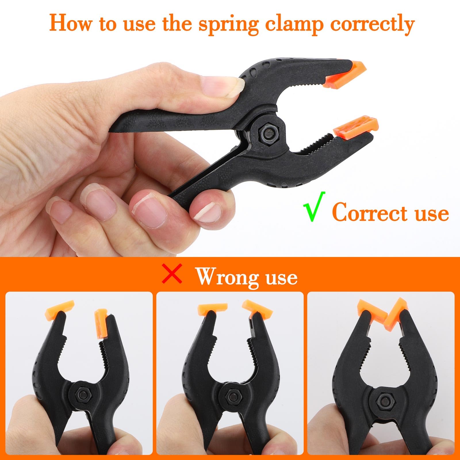 10 Pcs Spring Clamps,Crocodile Clips Heavy Duty Nylon Spring Clips,Wood Clamps and Muslin Spring Clamps for DIY Project Photo Studios Woodwork Artwork Photo Background (5 * 3inch+5 * 2inch) - Image 4