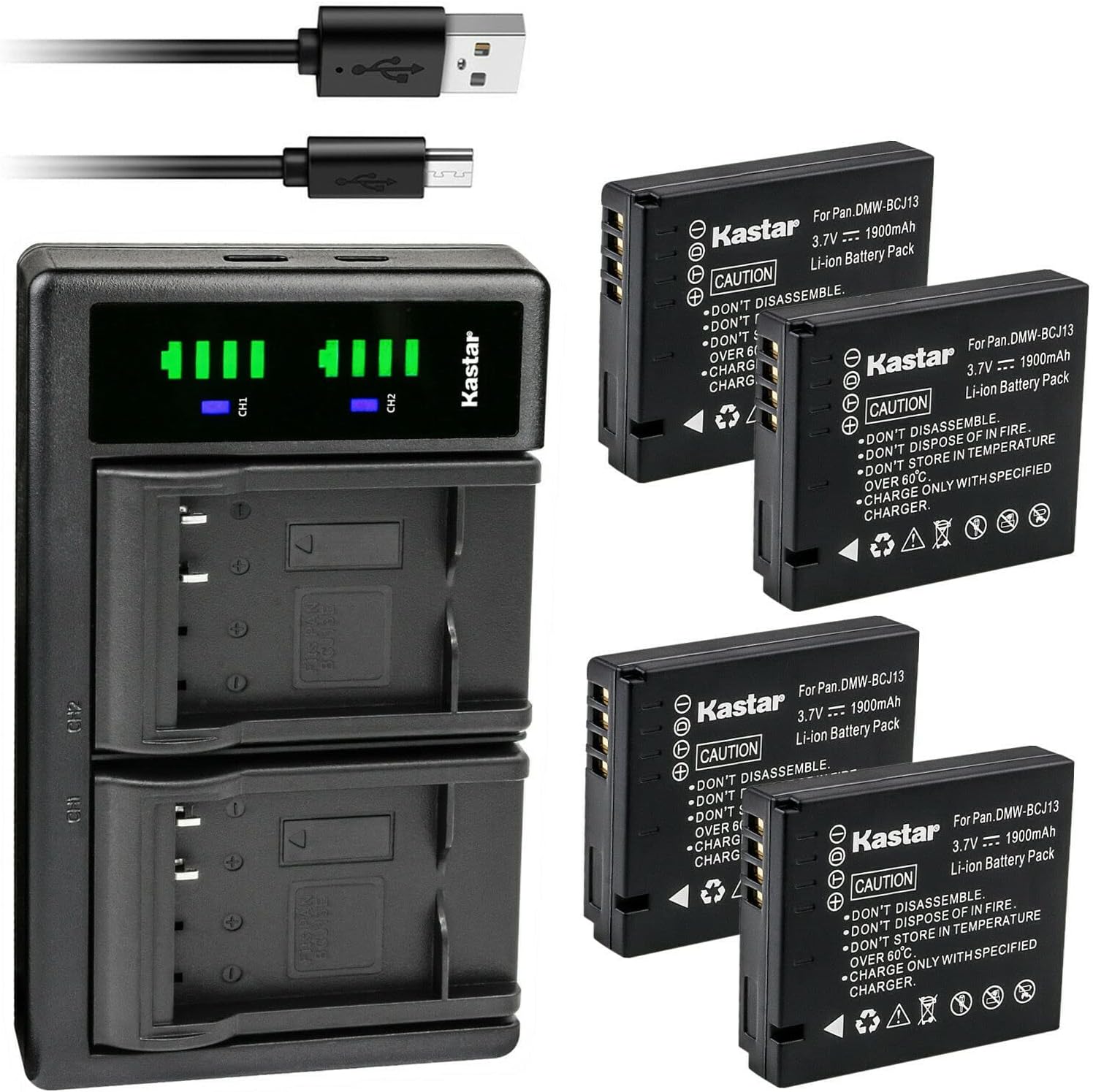 Kastar 4-Pack Battery and LTD2 USB Charger Replacement for Leica BP-DC10 BP-DC10-E BP-DC10-U Battery, Leica BC-DC10 Charger, Leica D-Lux 5, Leica D-Lux 6 Digital Camera