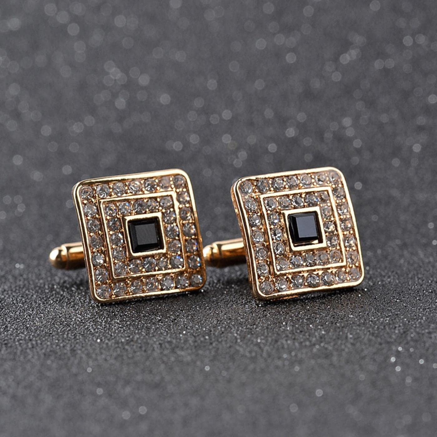 Boutons De Manchette Initial - Style Gothique Zircons - Argenté Et Cuivre - Pour Costume Et Cérémonie
