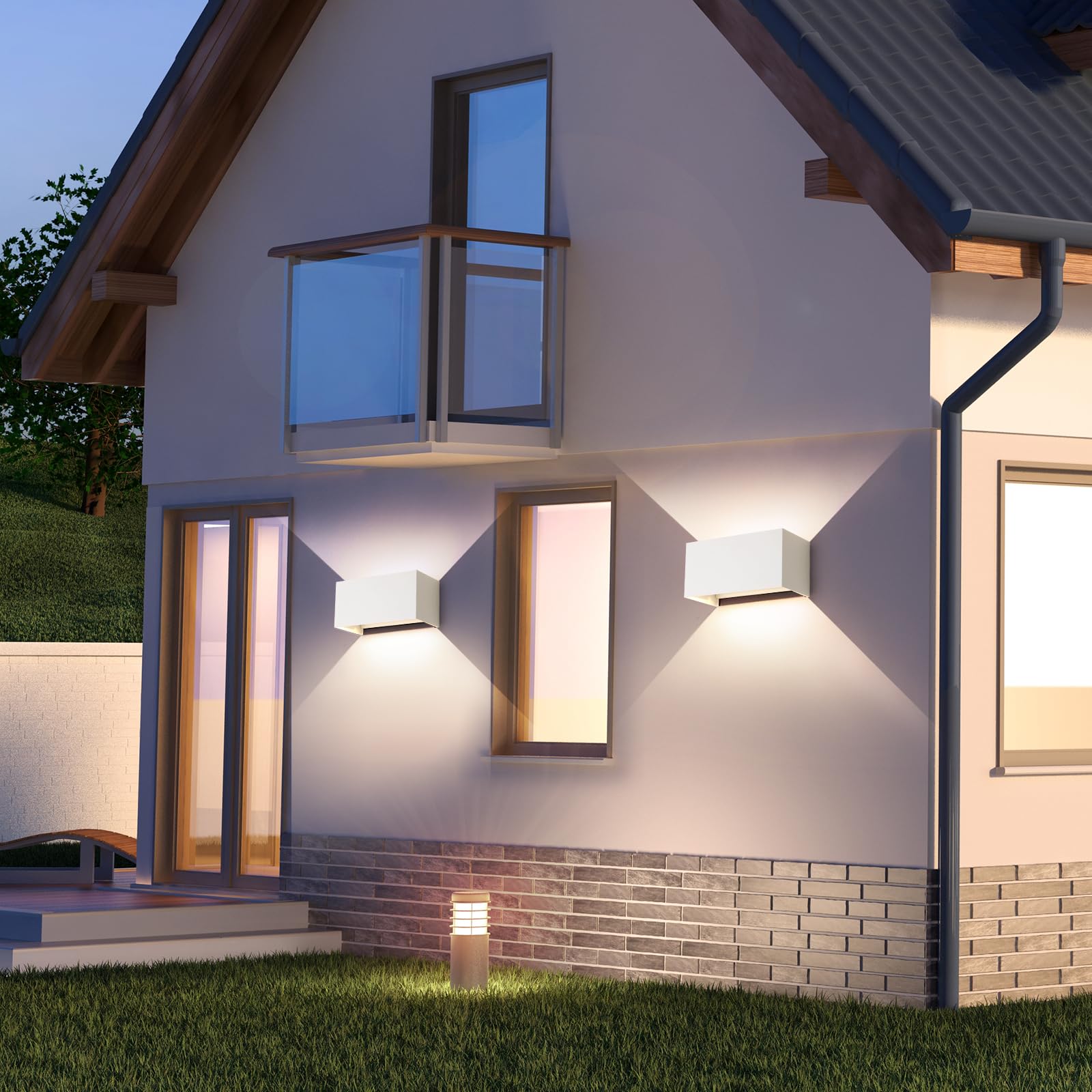 25W Applique da Parete Interno/Esterno 4000K Bianco Naturale Applique Esterno Angolo del Fascio Regolabile Moderno Lampade da Parete IP65 Impermeabile Bianco