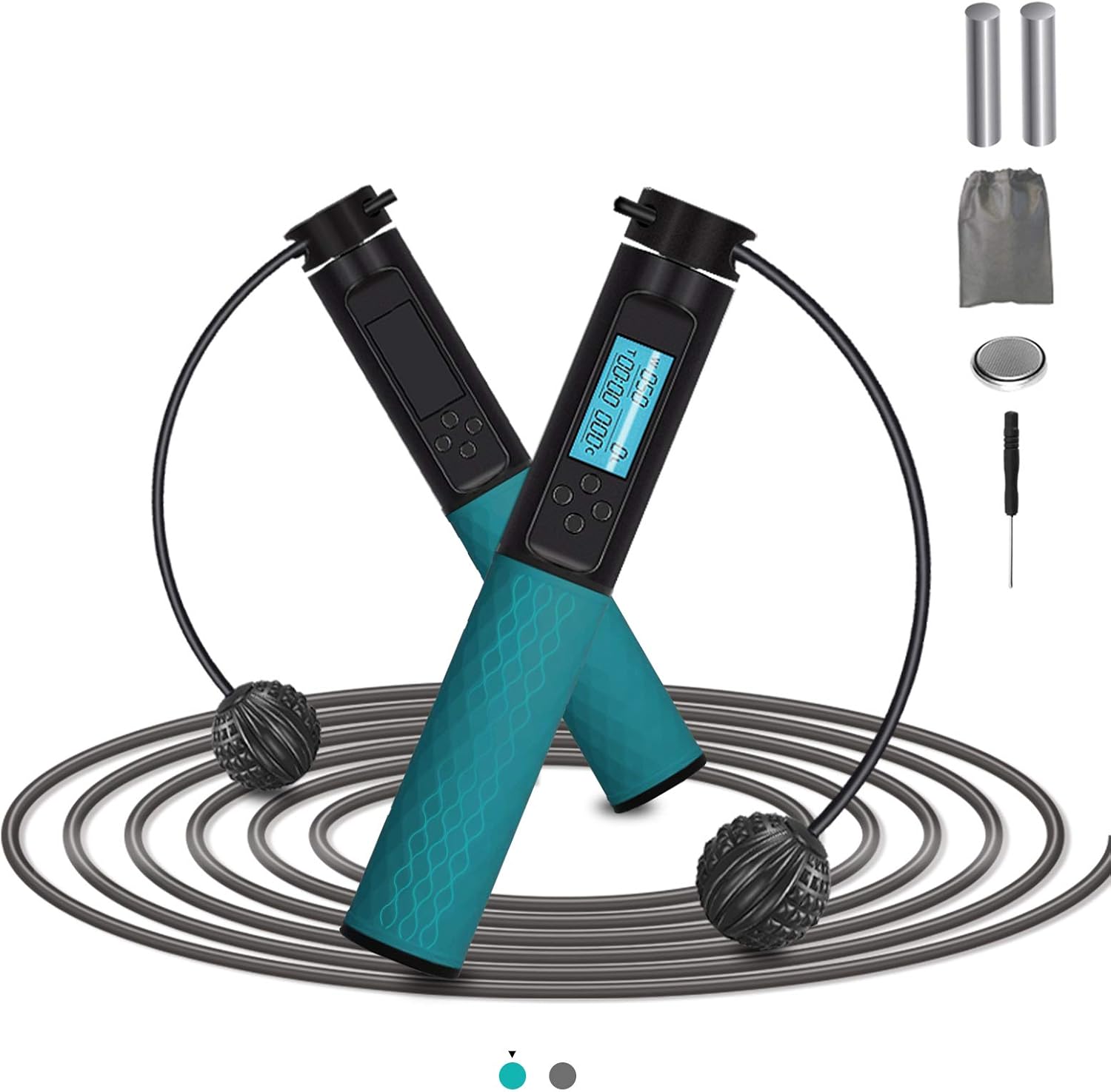 Cahot Jump Rope with Calorie Counter, Digital Skipping Rope for Fitness with Weighted Handles, Adjustable Length Jumping Rope for Adults, Kids