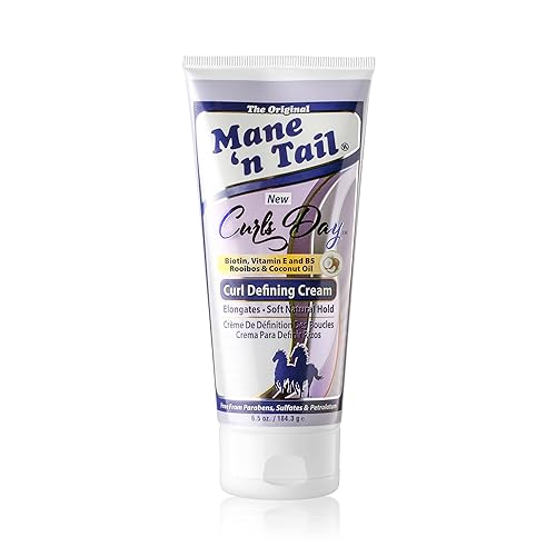 Mane 'n Tail Curls Day Curl Defining Cream con biotina, vitamina E y B5 Rooibos y aceite de coco para una sujeción suave y natural sin sulfatos ni