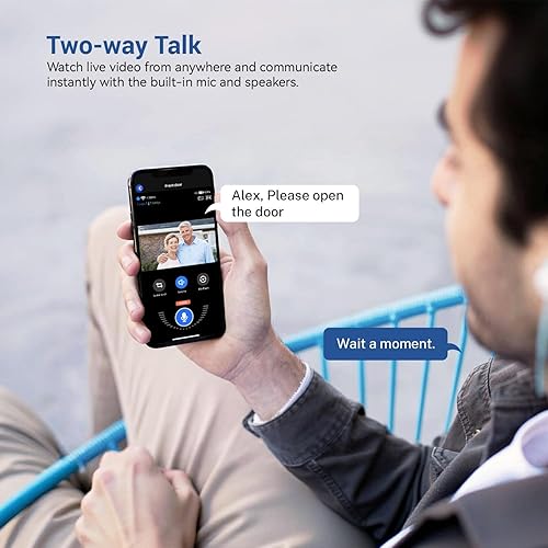 Miniatura 3 de Cámara de timbre de video, 1080p, audio de 2 vías, visión nocturna, detección humana AI, almacenamiento en la nube, alimentado por batería, Wi-Fi