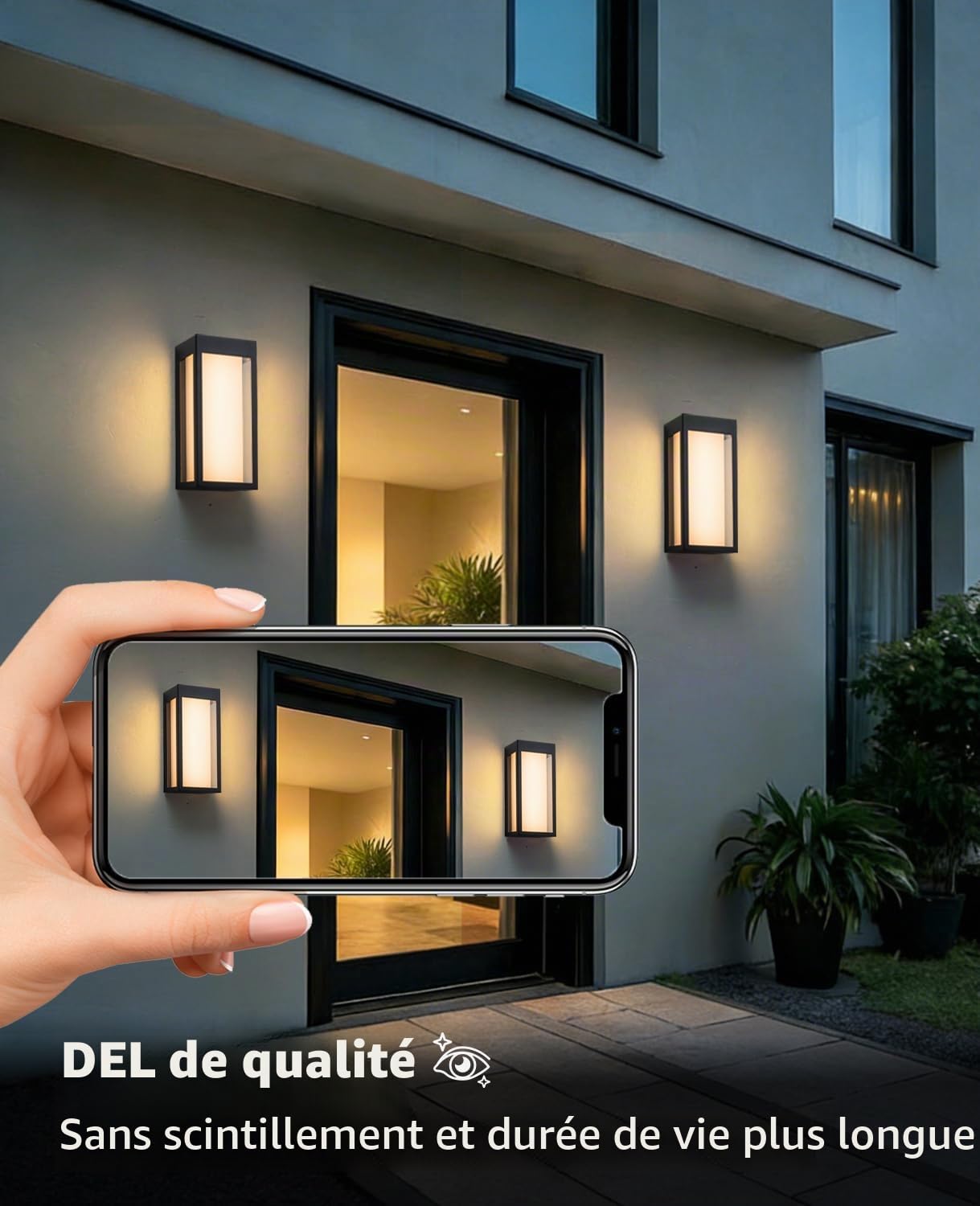 FTL LED Applique Murale Exterieur, 12W Luminaire Exterieur, 3000K Blanc Chaud LED Eclairage Exterieur, Moderne Etanche Luminaire Murale, Noir LED Lampe Exterieur Murale pour Terrasse Entrée Jardin