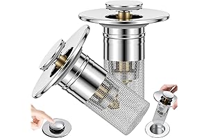 Replacement Pop-Up Sink Drain Stopper: 2 Pack with Filter Basket
