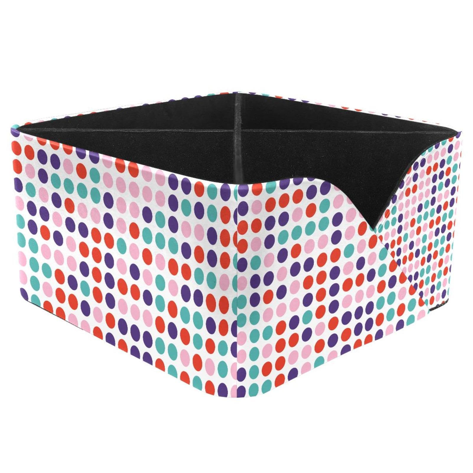 KengjuTesu Polka Dot Colorful Pattern Desktop Organizer Pen Holder, Rectangular Pencil Cup for Office, Study and Makeup Stations