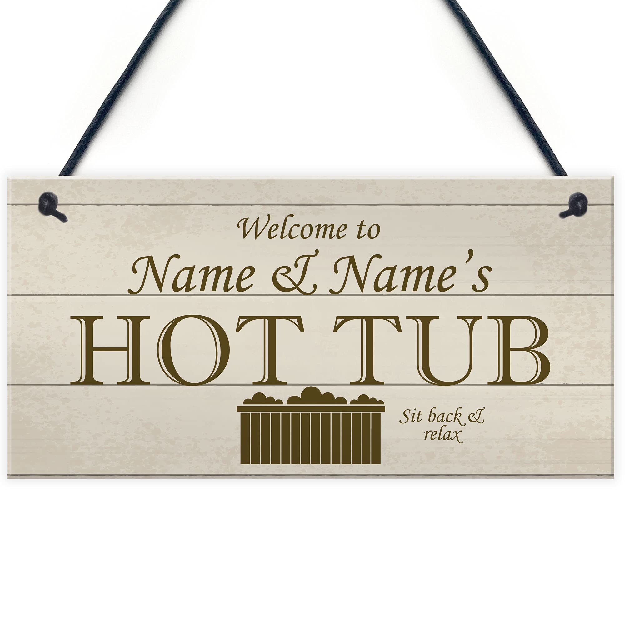 Shabby Chic HOT TUB Sign Personalised Garden Shed Summerhouse Sign Gift