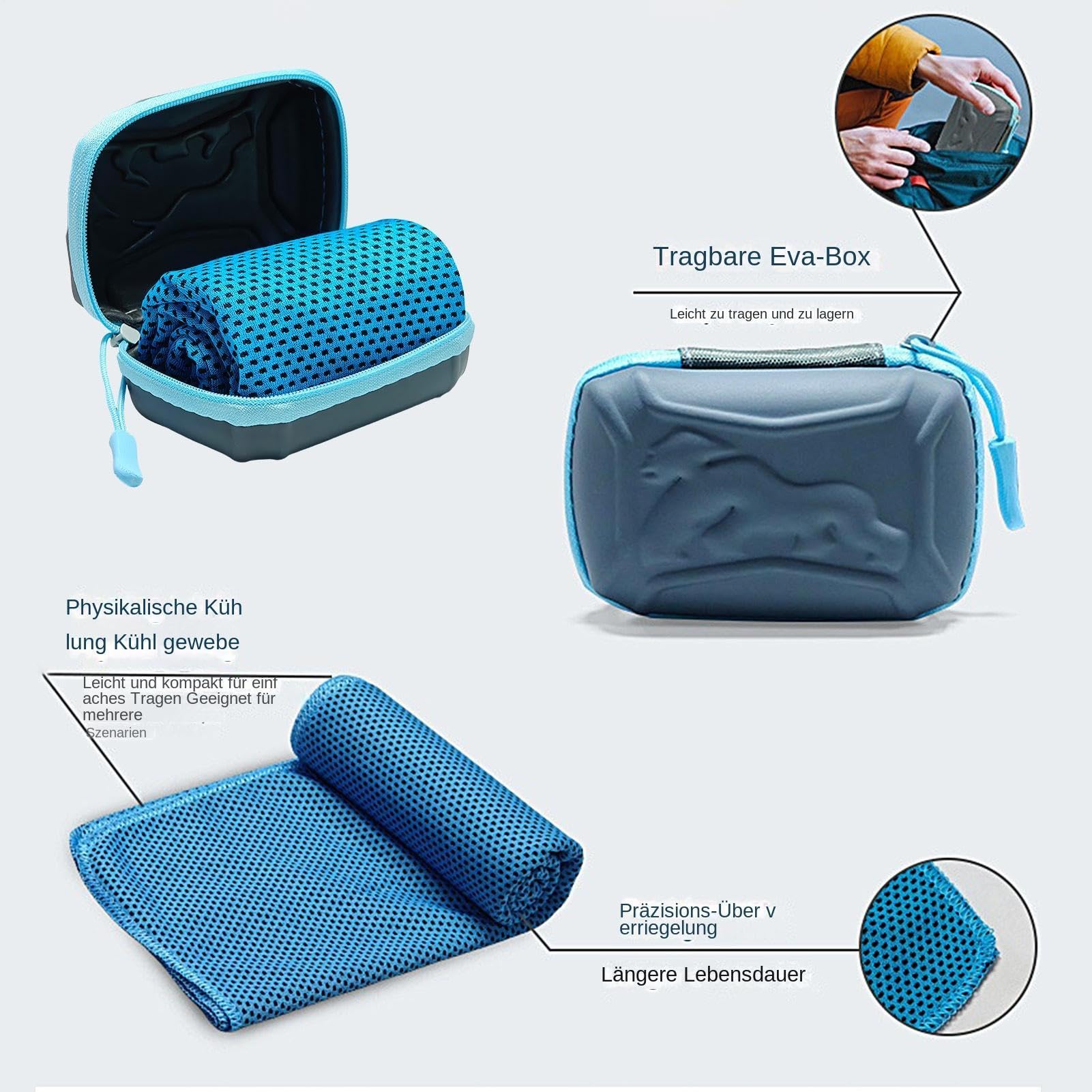 5 Pack Kühltuch Mit Aufbewahrungsbox, 30x80 Cm Kühlendes Handtuch, Kühltücher Für Den Nacken, Cooling Towel, Schnelltrocknende Kühlhandtuch Für Sommer, Sport, Fitnessstudio, Gym, Golf