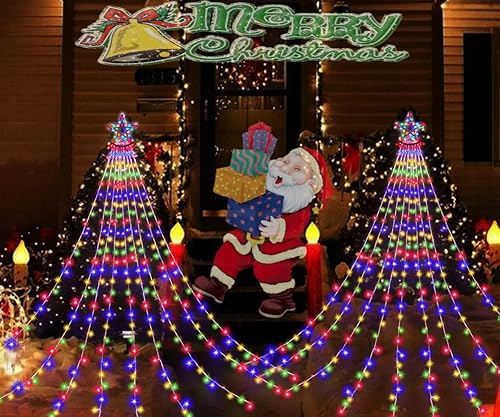 Miniatura 3 de Winkstar Guirnalda de luces de cascada de estrellas para exteriores, 11.8 pies, 335 luces LED de Navidad, 8 modos para exteriores, patio, boda,