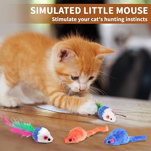 Miniatura 3 de Kit de juguetes para gatos de 24 piezas bolas arrugadas, ratones de campana, juguetes de primavera, colores surtidos para gatos de interior
