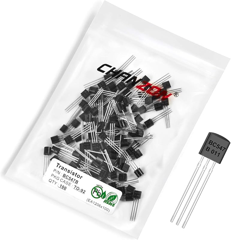 Chanzon 100pcs BC547B BC547 TO-92 NPN Power BJT Bipolar Junction Transistor | High-Frequency Silicon Power Transistor for power management motor control switching circuits