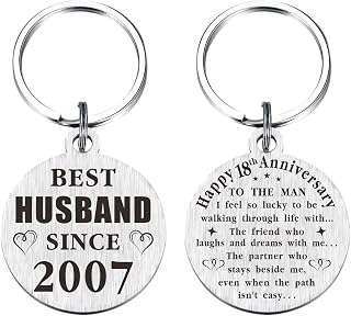 TANWIH 18th Wedding Anniversary Keychain Gifts, 18 Year Anniversary Decoration