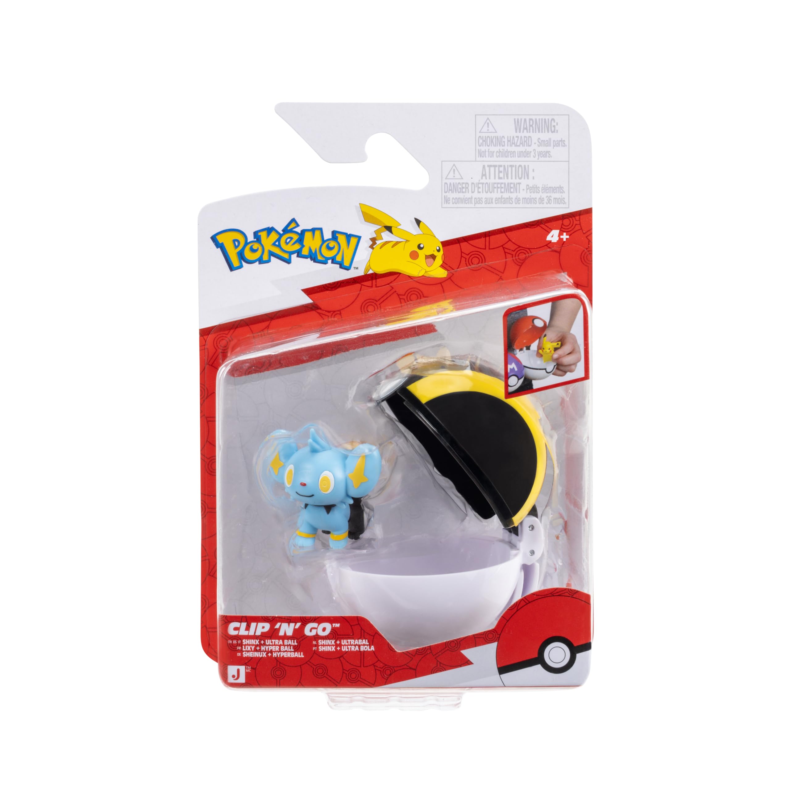 Pokémon PKW4607 - Clip 'N' Go Pokéball - Sheinux and Ultraball, Official Pokéball with Movable 5 cm Figure