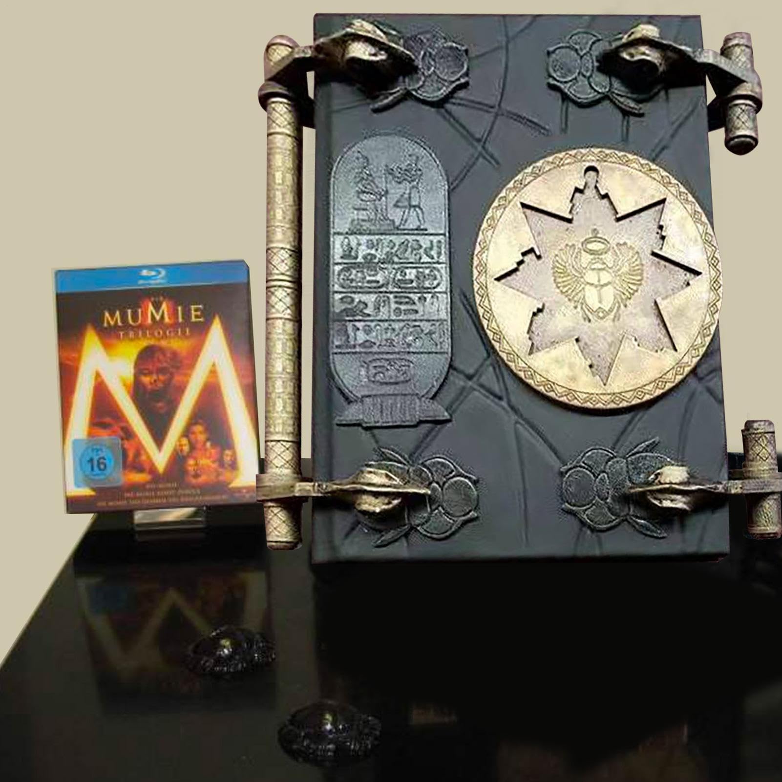 Mummia Prop Repliche Libro dei Morti - Scultura in resina fatta a mano, manufatto magico egiziano antico, decorazione realistica in stile film | Ornamento da collezione per regalo souvenir