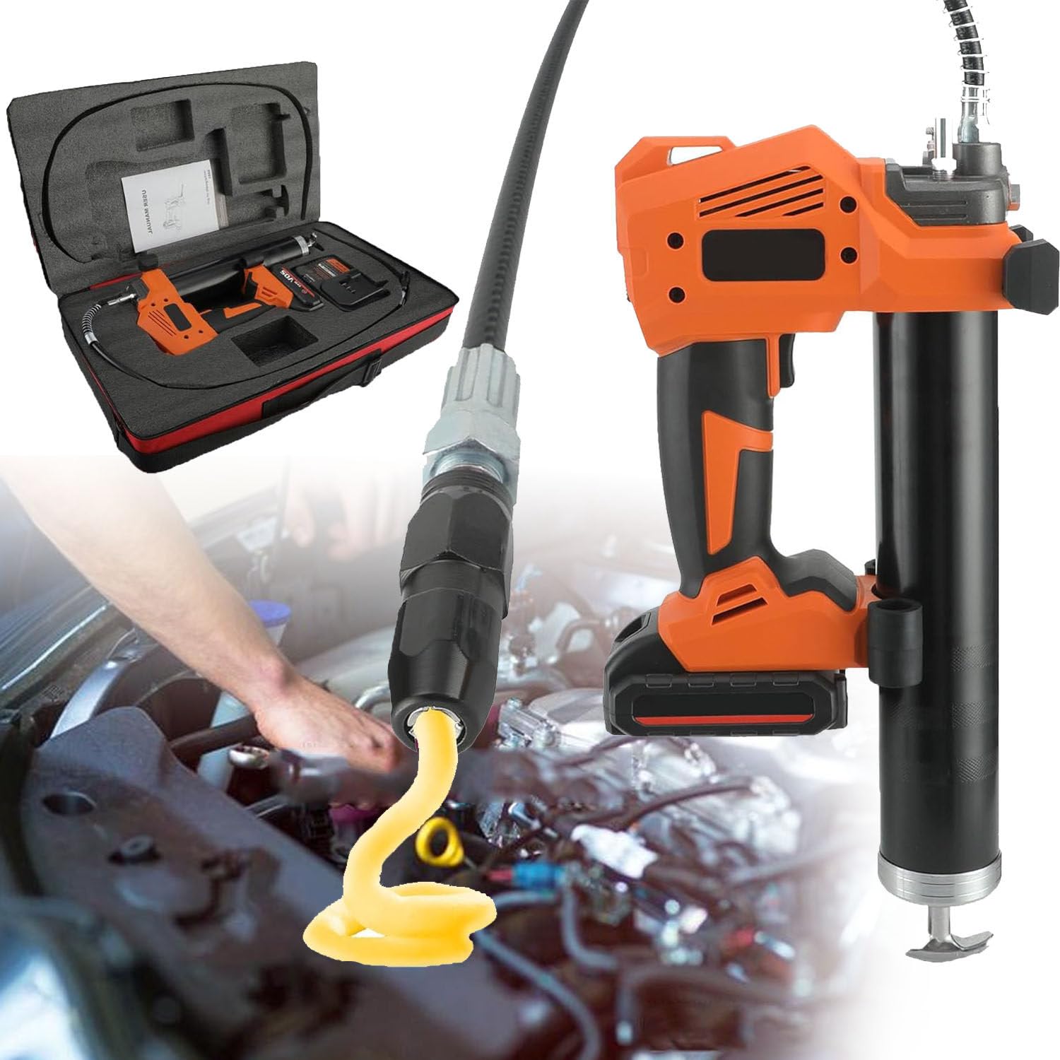 Pistola de grasa inalámbrica con batería y cargador, herramienta de lubricación potente y eficiente para mantenimiento automotriz e industrial