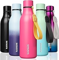 Vista 1 de BJPKPK Botellas de agua aisladas, botella de agua de metal de acero inoxidable de 18 onzas con correa, termo a prueba de fugas sin BPA, tazas