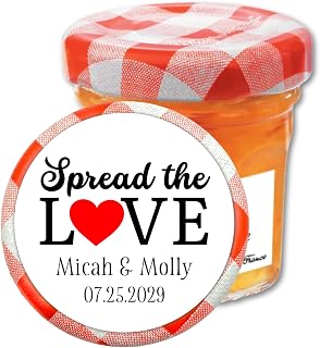 Jam Favor Labels - Spread The Love - Mini Stickers for Wedding or Party