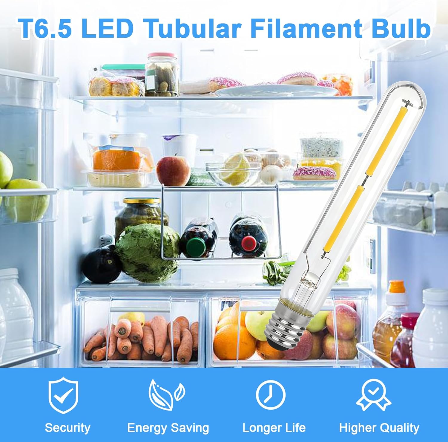 (4 Pack) T6.5 4W LED Tube Light Bulbs for Exit Sign Light, Refrigerator, Freezer Light Bulb 120V、4W、E17 Base