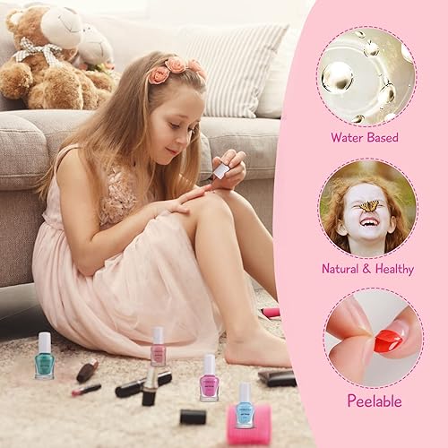 Miniatura 2 de Sets de Esmalte de Uñas para Niños TOMICCA, 18 Piezas 100% No Tóxico, Esmalte de Uñas a Base de Agua Fácil de Despegar y de Secado Rápido, Juego