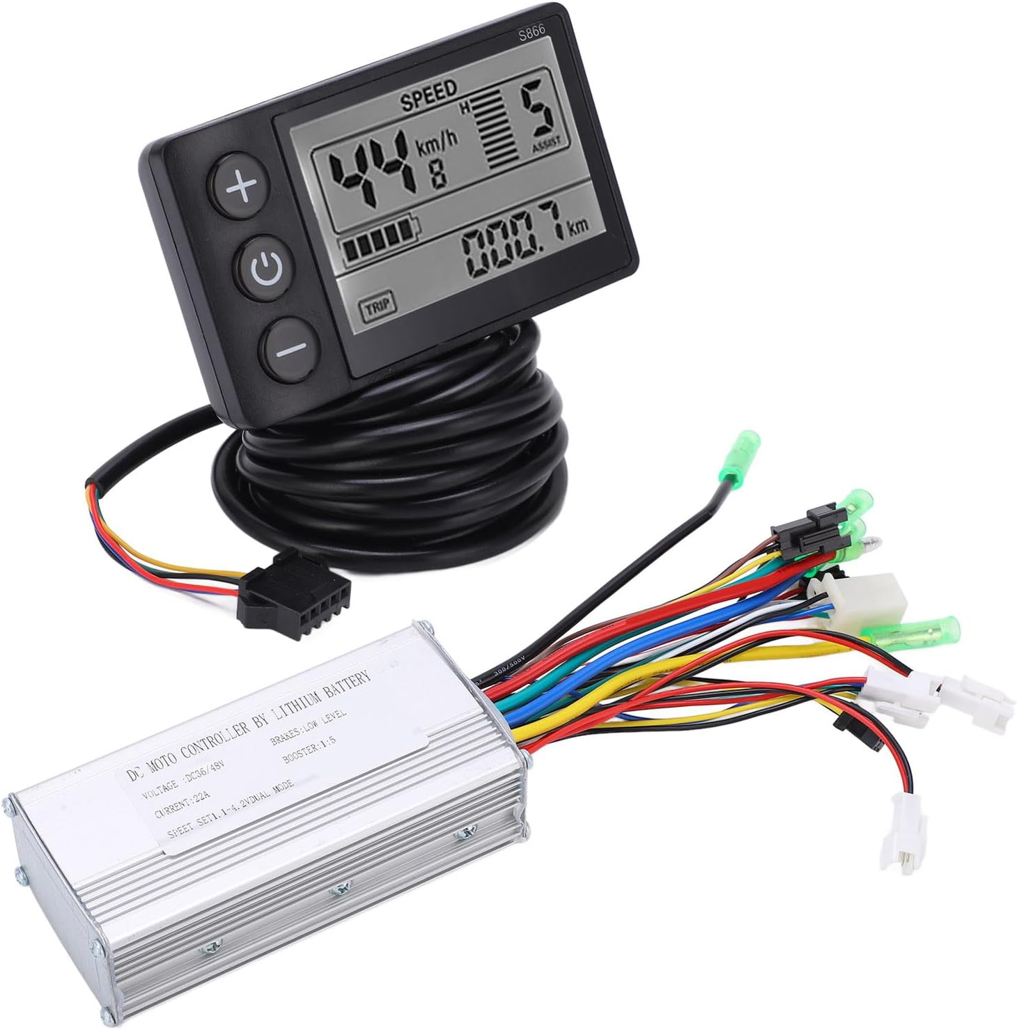 Electric Bicycle Scooter Controller Kit, E Bike Brushless Controller with LCD Display, Weatherproof LCD Display Panel Brushless Controller Kit for Electric Bicycle Scooter Motor