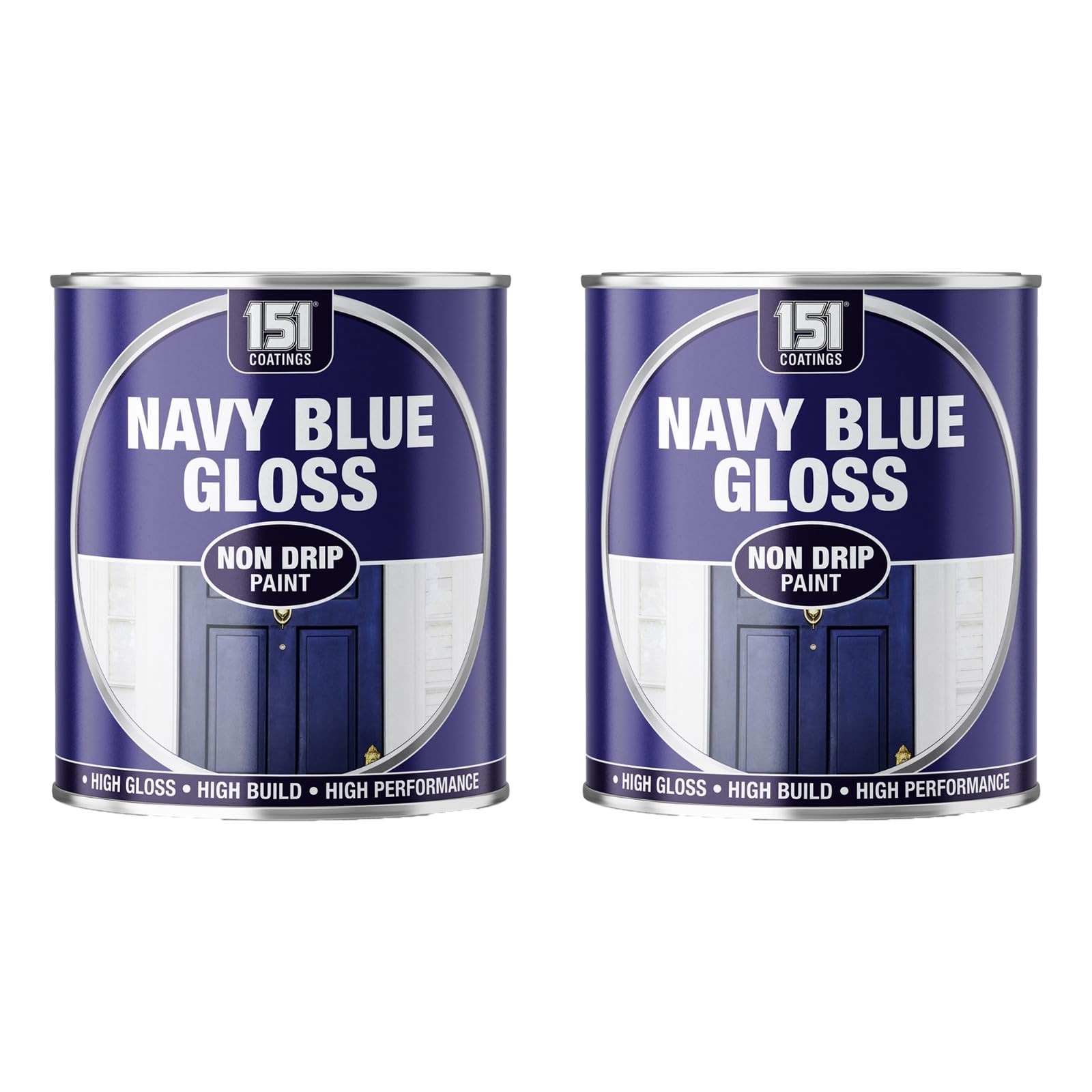 HOCHSTE 151 Coatings Gloss Paint, Non Drip Interior & Exterior Paint, High Build Finish, Smooth Application for Wood Metal Doors, Furniture, Durable Gloss Coating, 300ml (Navy Blue, Pack of 2) — image 1