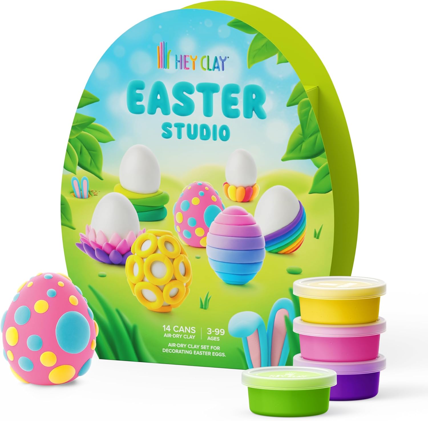 Hey Clay Easter Studio - Easter Themed Arts & Crafts Air Dry Clay Kit for Kids Ages 6 to 11