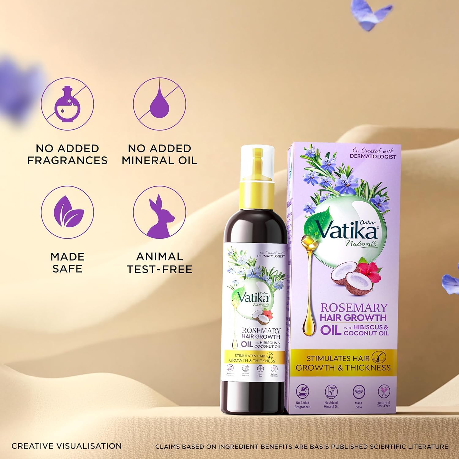 DABUR Vatika Rosemary Hair Growth Oil With Hibiscus & Coconut Oil - 100Ml | Stimulates Hair Growth And Thickness | Reduces Hair Fall | Co-Created With Dermatologist | No Mineral Oil |Animal Test Free 4
