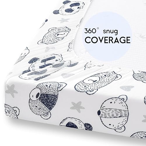 Miniatura 186 de Yoofoss Sábanas para cuna de bebé para niños y niñas, paquete de 2 sábanas bajeras para cuna estándar y colchón de niño pequeño, sábana de Panda