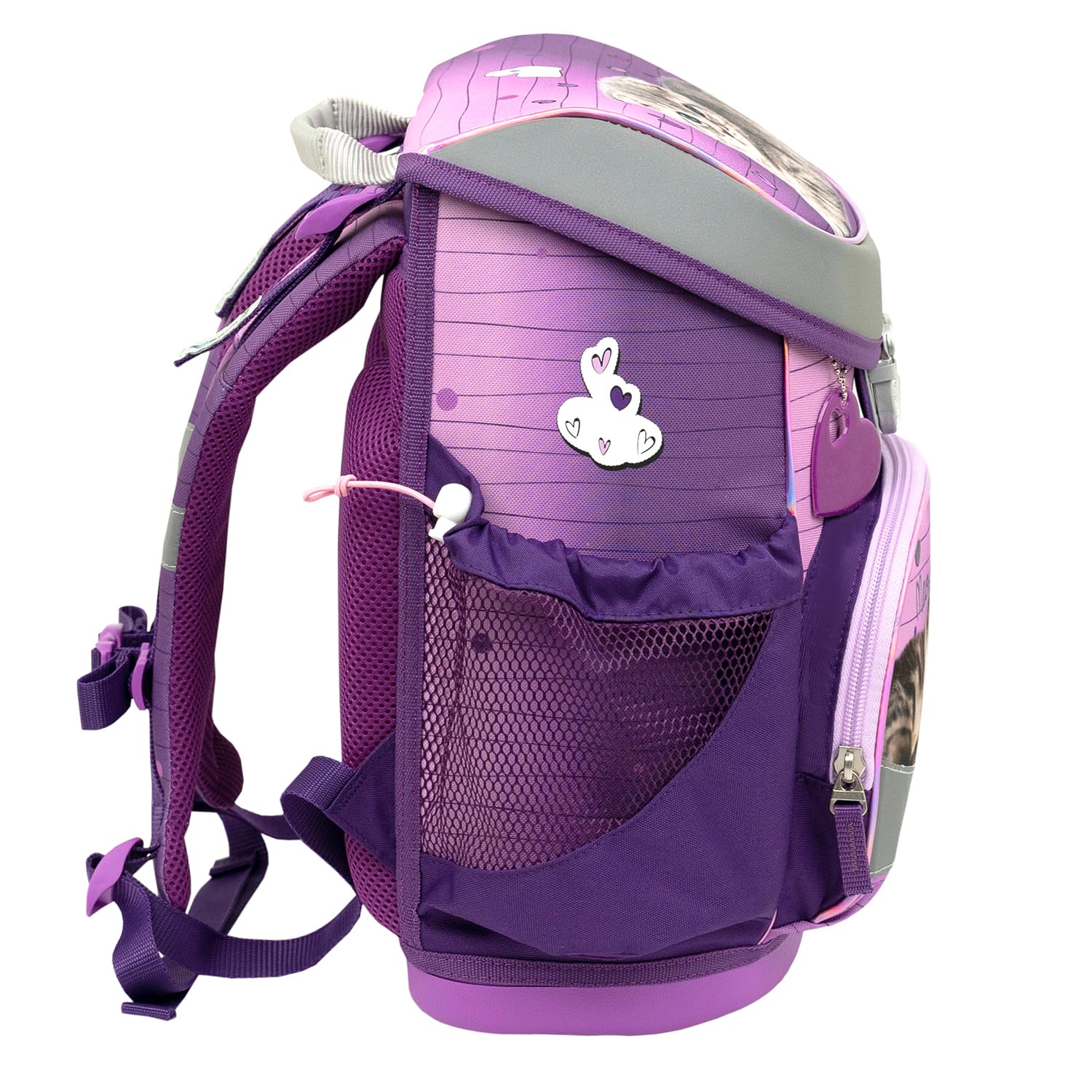 Belmil ergonomischer Schulranzen Set 5-teilig mit Regenschutz 1, 2 Klasse Grundschule/Super Leicht 800-860 g/Brustgurt 405-33/AG/S/R (Little Caty 2)