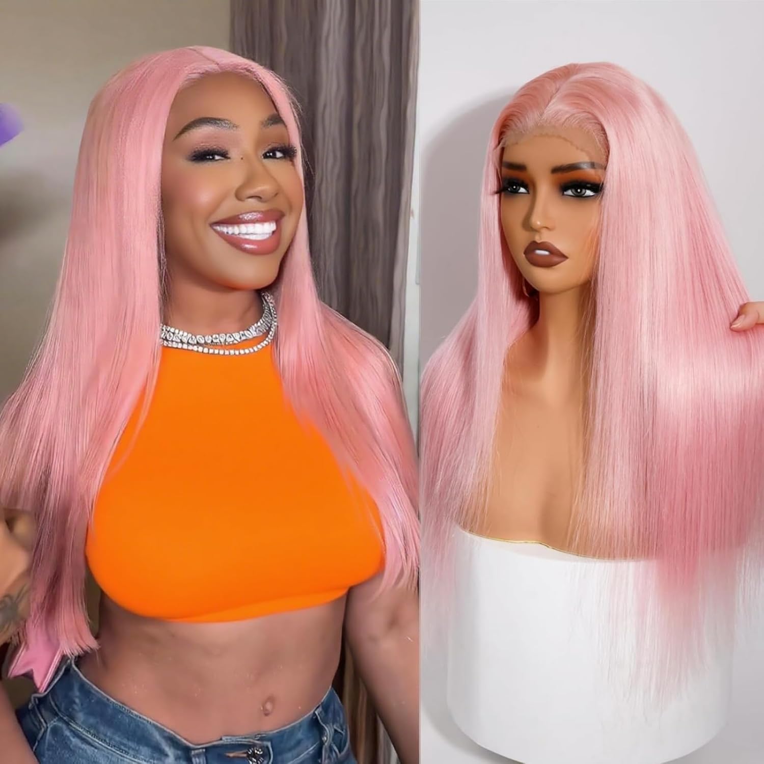 Blonde Bob Wig Human Hair, 613 Straight Bob Wig 100% Human Hair,Glueless 613 UHD Lace Front Wig Human Hair 13x4 Full Lace Wigs Human Hair Pre-Cut 10inch Blonde Brazilian Wig 200% Density