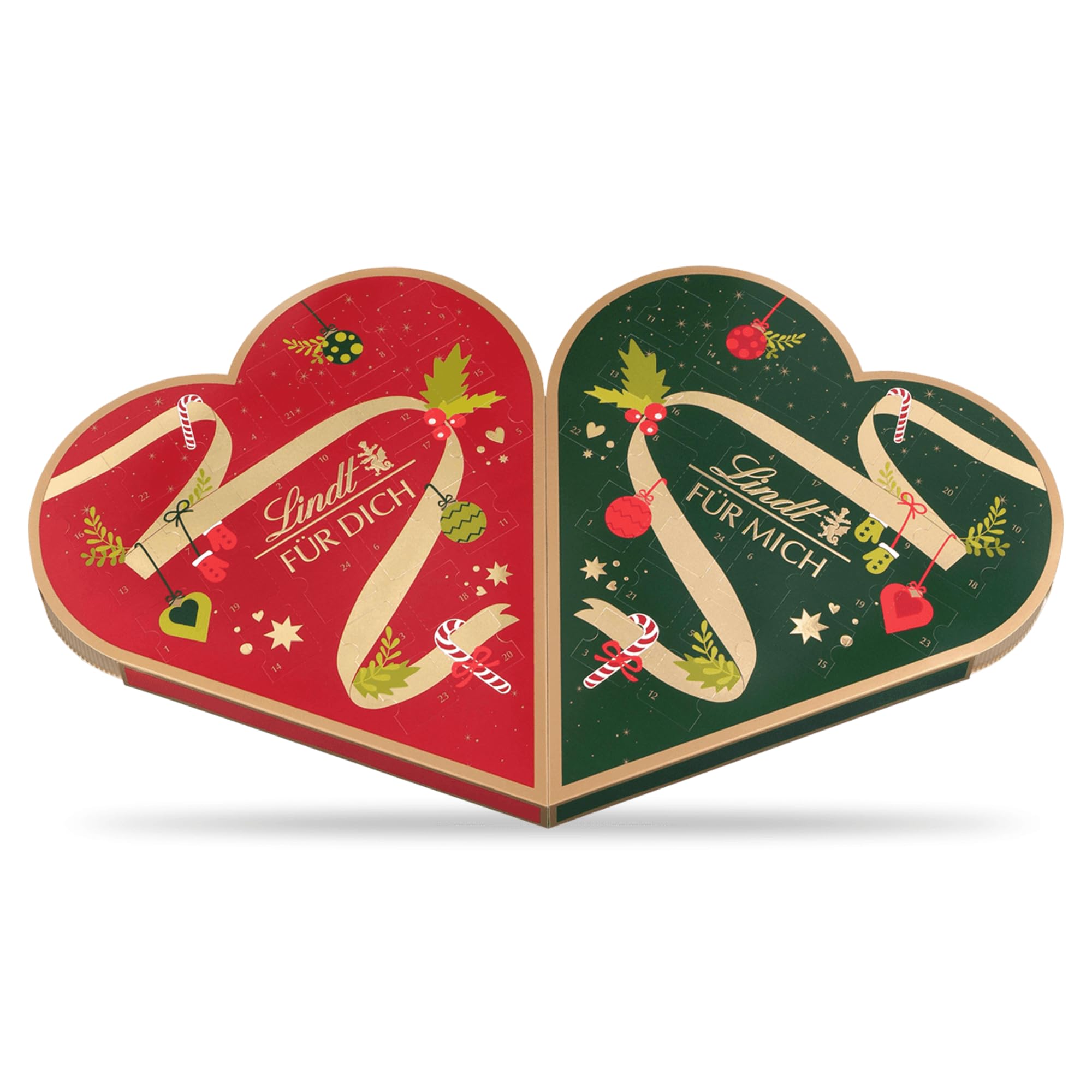 Lindt Schokolade | Pärchen Adventskalender 2025 | 505g | süße Überraschungen hinter 2 x 24 Türchen, zum teilen mit Ihren Liebsten | weihnachtliche Schokolade für die Adventszeit