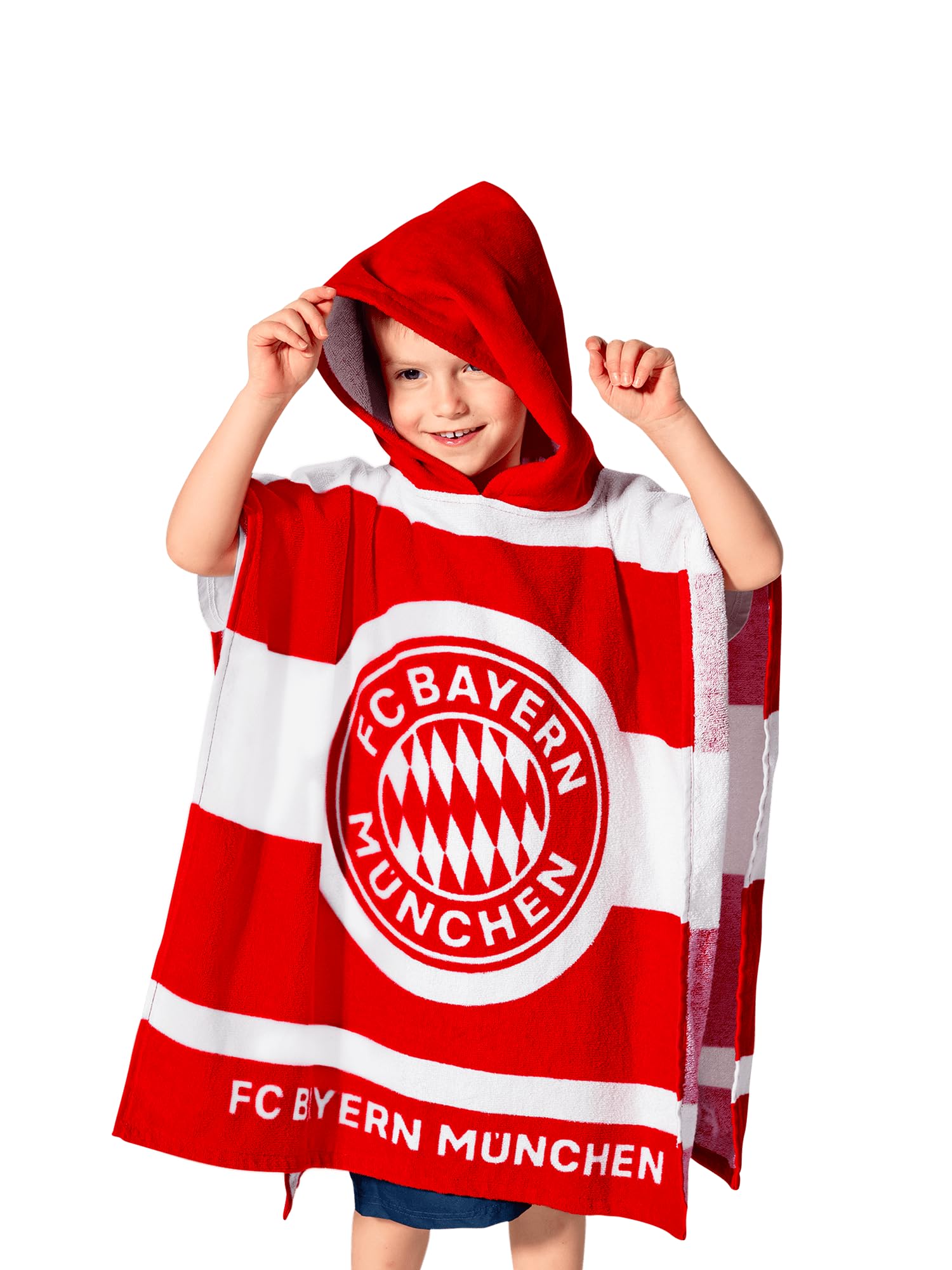 FC Bayern München Badeponcho | Handtuch mit Kapuze Kinder Rot/Weiß
