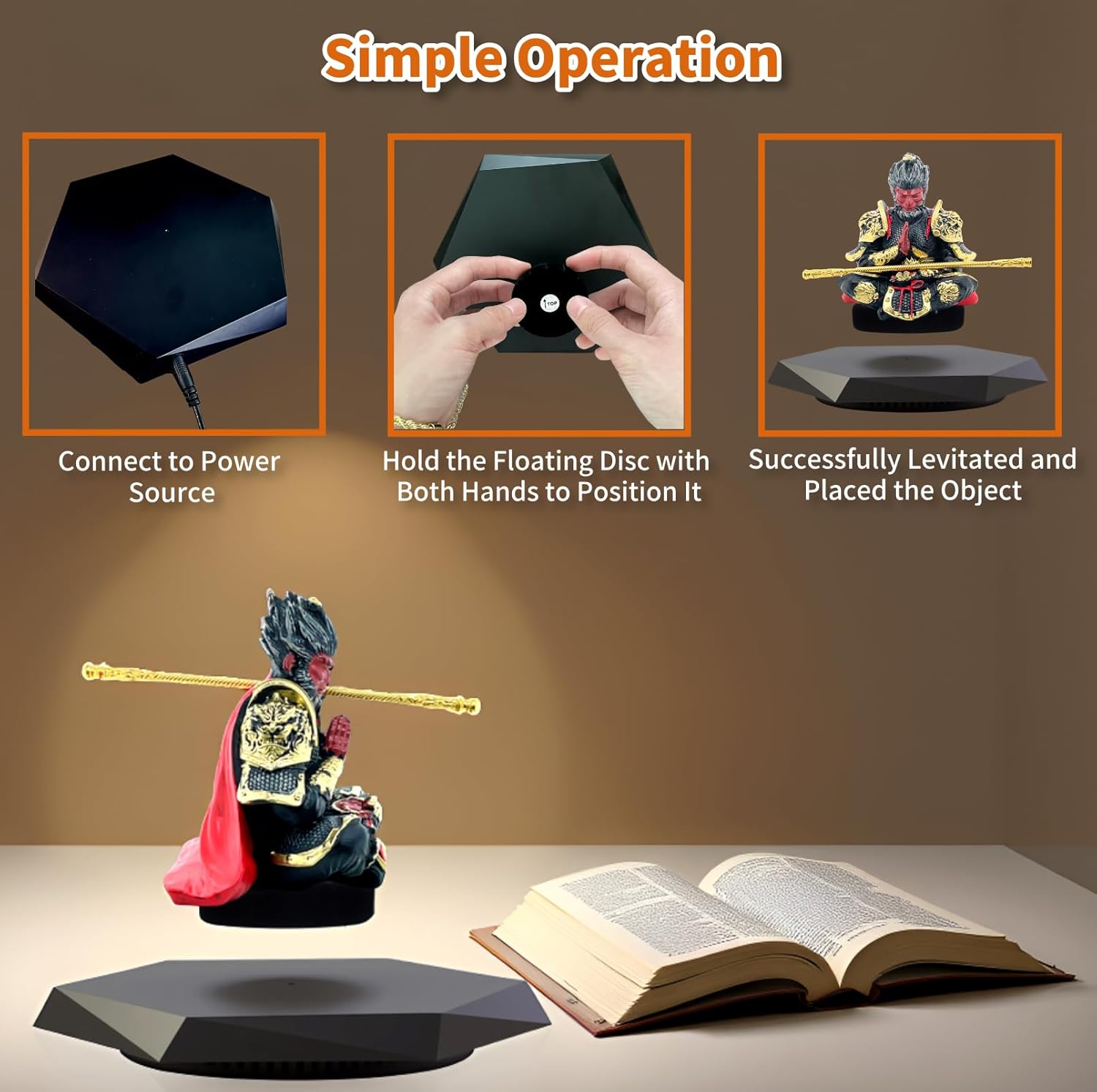 Levitating Display, Black Myth Magnetic Levitation Display 360°Automatic Rotating Floating Display Stand Levitating Desk Decor Magnet Devices for Adults & Kids, Home Decor