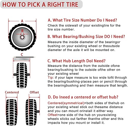 Miniatura 7 de Parts Camp Juego de 2 ruedas de cortacésped de 10 pulgadas para cortacésped, carrito, ruedas de 10 pulgadas (juego de 2)
