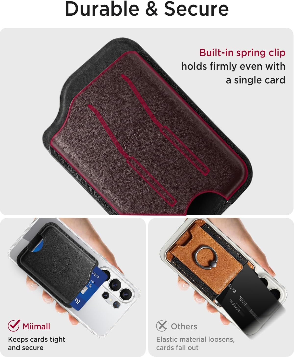 Miimall for MagSafe Wallet Leather, [RFID Blocking] 5-Card Holder for Samsung Galaxy S26/S25/S24 Ultra/Edge/Plus/FE, Z Fold 7/6, Pixelsnap, iPhone Series Thin Slim Strong Magnetic Phone Wallet Black